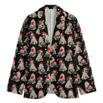 Christmas Santa Pug Pattern Print Men's Cotton Blazer