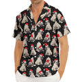 Christmas Santa Pug Pattern Print Men's Deep V-Neck Shirt