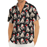 Christmas Santa Pug Pattern Print Men's Deep V-Neck Shirt