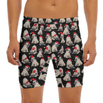 Christmas Santa Pug Pattern Print Men's Long Boxer Briefs