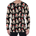 Christmas Santa Pug Pattern Print Men's Long Sleeve T-Shirt
