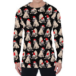 Christmas Santa Pug Pattern Print Men's Long Sleeve T-Shirt