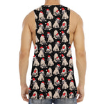 Christmas Santa Pug Pattern Print Men's Muscle Tank Top