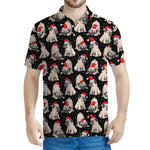 Christmas Santa Pug Pattern Print Men's Polo Shirt