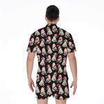 Christmas Santa Pug Pattern Print Men's Rompers