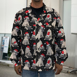 Christmas Santa Pug Pattern Print Men's Shirt Jacket