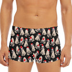 Christmas Santa Pug Pattern Print Men's Short Boxer Briefs