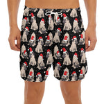 Christmas Santa Pug Pattern Print Men's Split Running Shorts