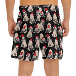 Christmas Santa Pug Pattern Print Men's Split Running Shorts