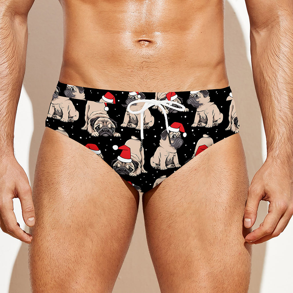 Christmas Santa Pug Pattern Print Men's Swim Briefs