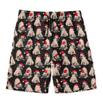 Christmas Santa Pug Pattern Print Men's Swim Trunks