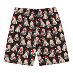 Christmas Santa Pug Pattern Print Men's Swim Trunks