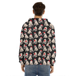 Christmas Santa Pug Pattern Print Men's Velvet Pullover Hoodie