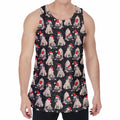 Christmas Santa Pug Pattern Print Men's Velvet Tank Top