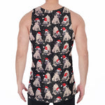 Christmas Santa Pug Pattern Print Men's Velvet Tank Top