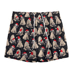 Christmas Santa Pug Pattern Print Mesh Shorts