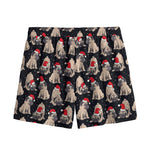 Christmas Santa Pug Pattern Print Mesh Shorts