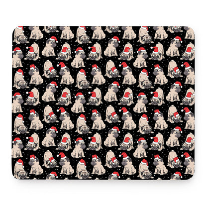 Christmas Santa Pug Pattern Print Mouse Pad