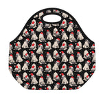 Christmas Santa Pug Pattern Print Neoprene Lunch Bag