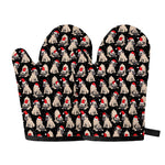 Christmas Santa Pug Pattern Print Oven Mitts