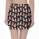 Christmas Santa Pug Pattern Print Pencil Mini Skirt