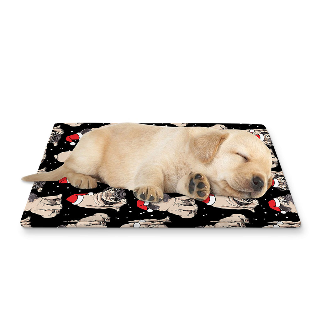 Christmas Santa Pug Pattern Print Pet Cooling Mat Cover