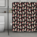 Christmas Santa Pug Pattern Print Polyester Shower Curtain