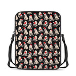 Christmas Santa Pug Pattern Print Rectangular Crossbody Bag