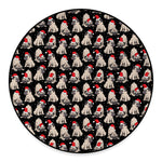 Christmas Santa Pug Pattern Print Round Floor Mat