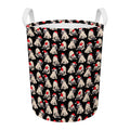 Christmas Santa Pug Pattern Print Round Laundry Basket