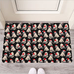 Christmas Santa Pug Pattern Print Rubber Doormat