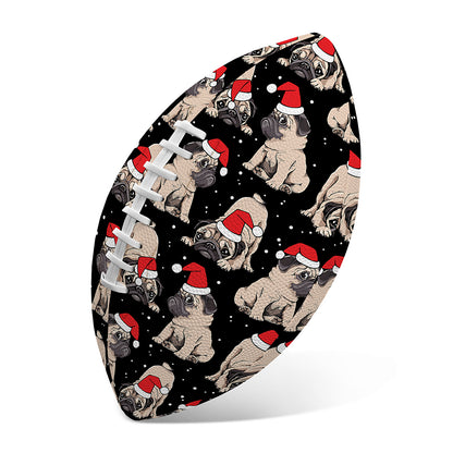 Christmas Santa Pug Pattern Print Rugby Ball