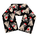 Christmas Santa Pug Pattern Print Scarf