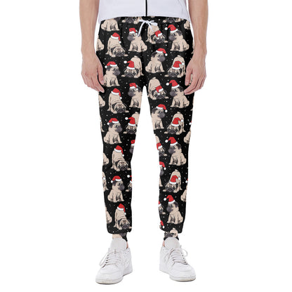 Christmas Santa Pug Pattern Print Scuba Joggers