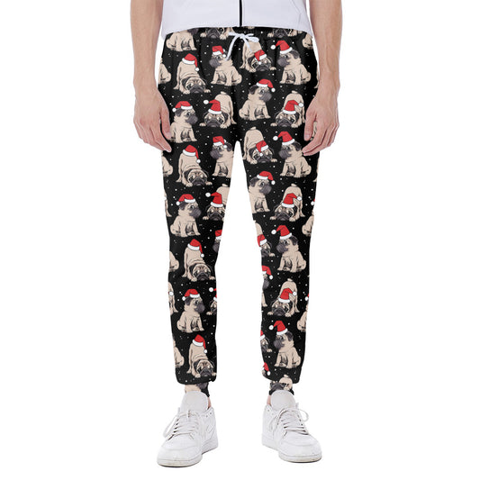 Christmas Santa Pug Pattern Print Scuba Joggers