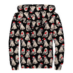 Christmas Santa Pug Pattern Print Sherpa Lined Zip Up Hoodie