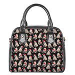 Christmas Santa Pug Pattern Print Shoulder Handbag