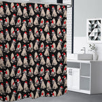 Christmas Santa Pug Pattern Print Shower Curtain