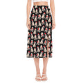 Christmas Santa Pug Pattern Print Side Slit Midi Skirt