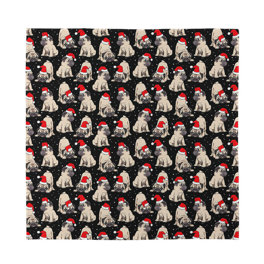 Christmas Santa Pug Pattern Print Silk Bandana