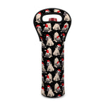 Christmas Santa Pug Pattern Print Single Neoprene Wine Tote