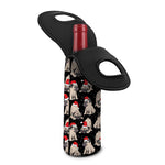 Christmas Santa Pug Pattern Print Single Neoprene Wine Tote