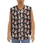 Christmas Santa Pug Pattern Print Sleeveless Baseball Jersey