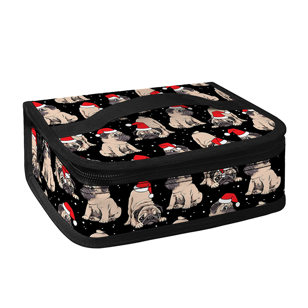 Christmas Santa Pug Pattern Print Small Lunch Bag