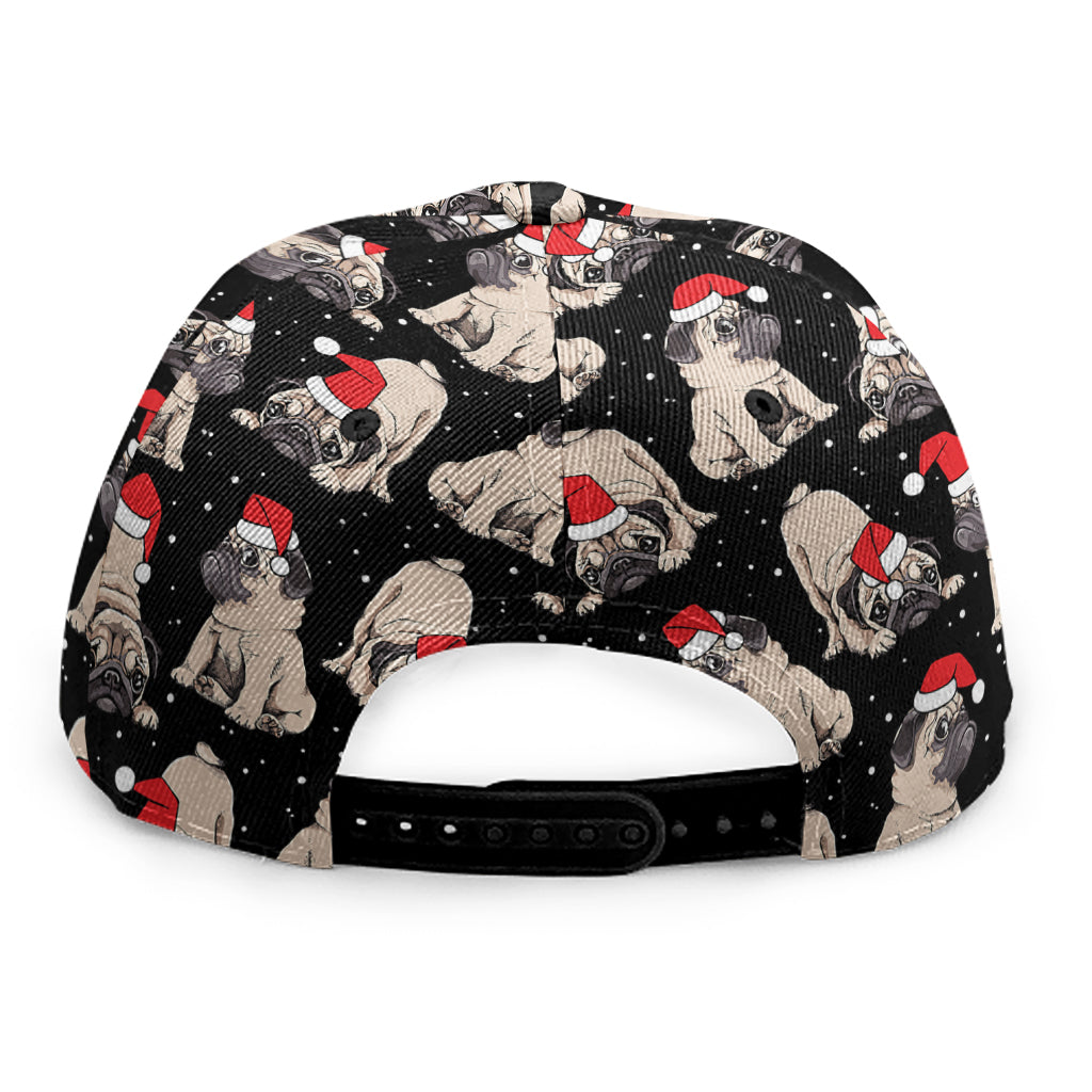 Christmas Santa Pug Pattern Print Snapback Cap