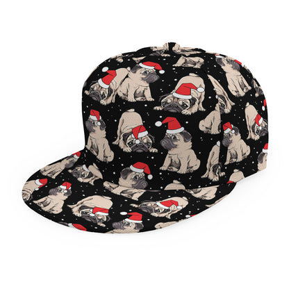 Christmas Santa Pug Pattern Print Snapback Cap