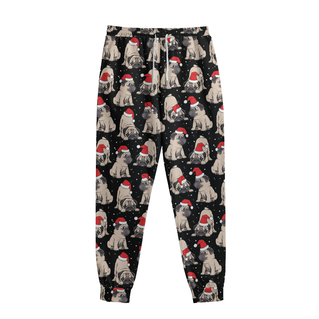 Christmas Santa Pug Pattern Print Sweatpants