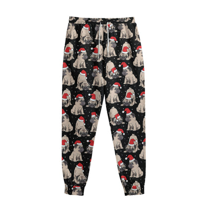Christmas Santa Pug Pattern Print Sweatpants