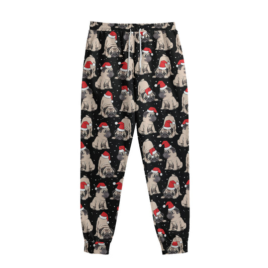 Christmas Santa Pug Pattern Print Sweatpants