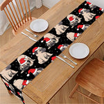 Christmas Santa Pug Pattern Print Table Runner
